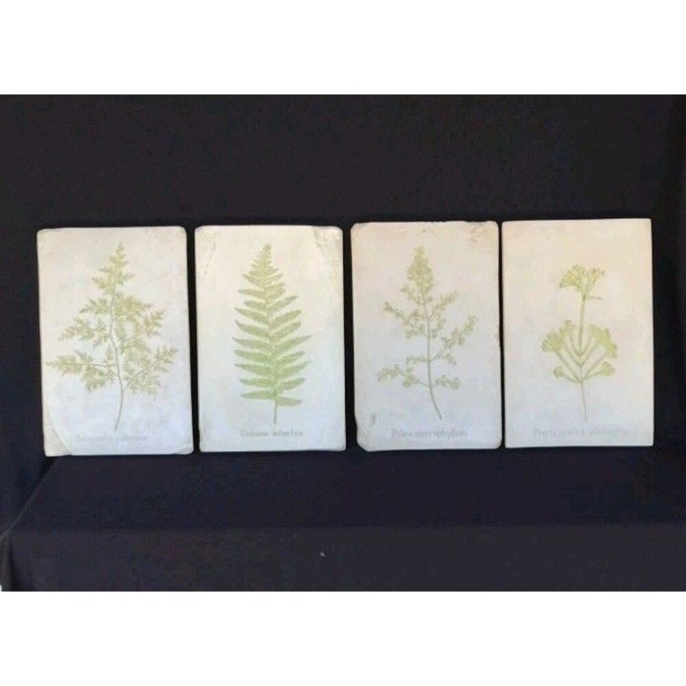 Vtg 1999 R Shipman Botanical Kitchen Herb Stone Tablet Look 4 Wall Plate Set